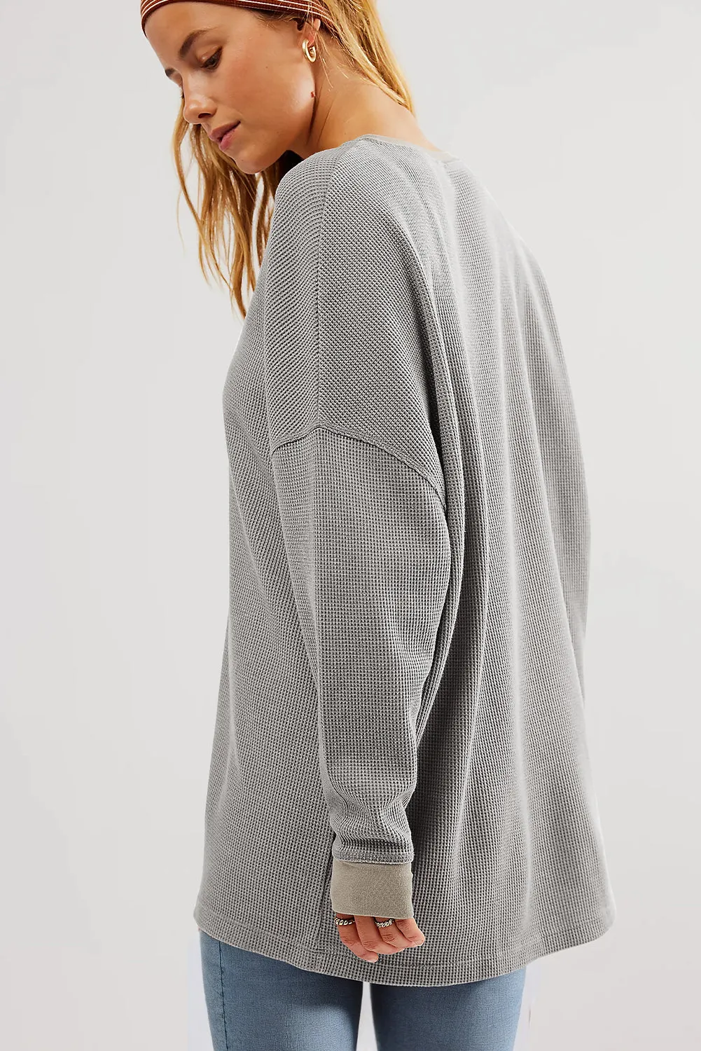 Grey Thermal Pullover Loose Sweatshirt sold by Beagle Boutique product image thumbnail 2