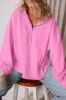 Bonbon Fleece Lined Half Zipper Kangaroo Pockets Loose Hoodie sold by Beagle Boutique
