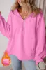 Bonbon Fleece Lined Half Zipper Kangaroo Pockets Loose Hoodie sold by Beagle Boutique