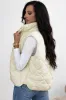 Beige Quilted High Neck Button Up Pocket Vest Coat sold by Beagle Boutique