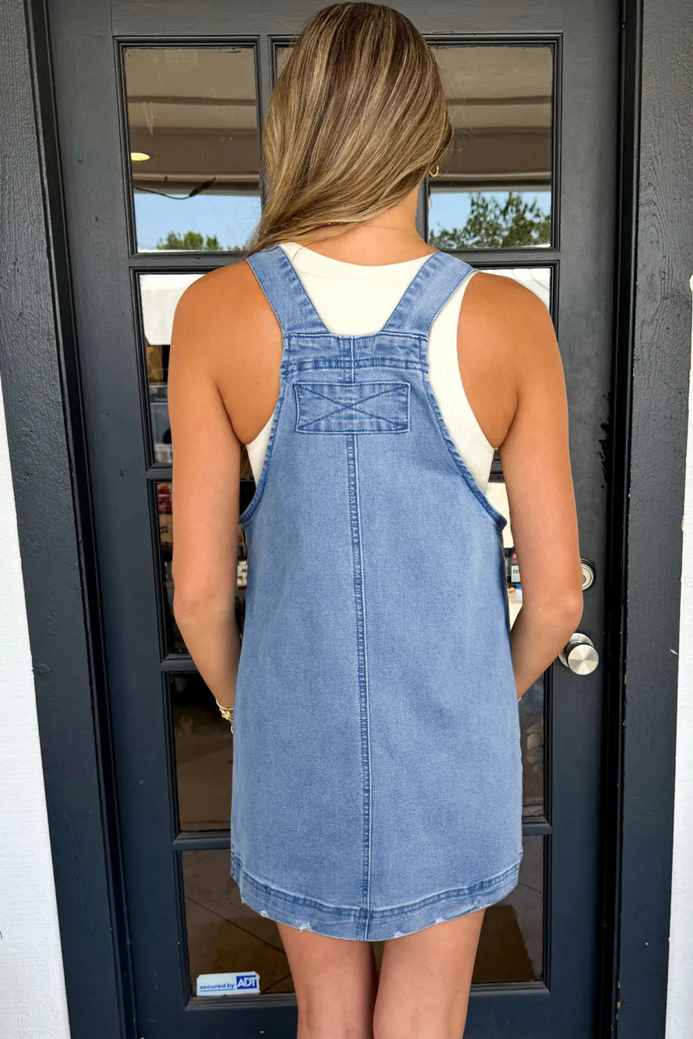 Dusk Blue Pocketed Adjustable Straps Denim Overall Dress sold by Beagle Boutique product image thumbnail 2