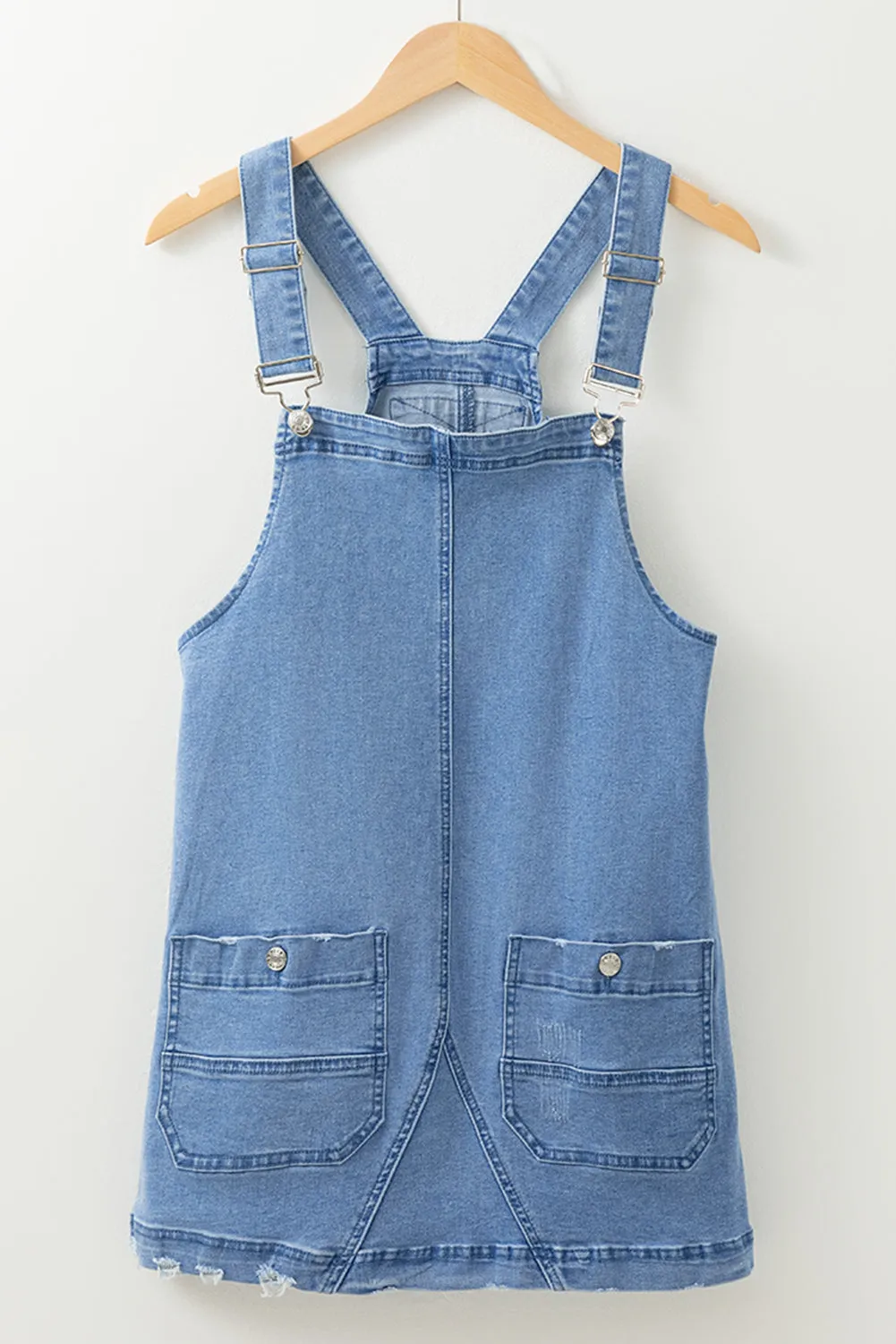 Dusk Blue Pocketed Adjustable Straps Denim Overall Dress sold by Beagle Boutique product image thumbnail 4