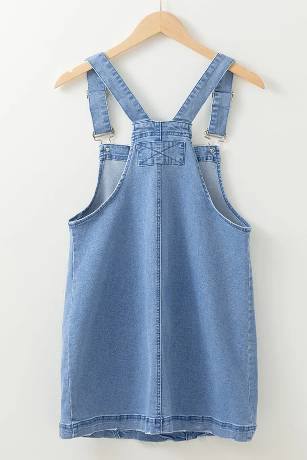 Dusk Blue Pocketed Adjustable Straps Denim Overall Dress sold by Beagle Boutique product image thumbnail 5