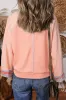 Grapefruit Orange Waffle Knit Wide Bracelet Sleeve Patchwork Raglan Top sold by Beagle Boutique