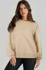 Parchment Solid O Neck High Low Hem Pullover Sweatshirt sold by Beagle Boutique