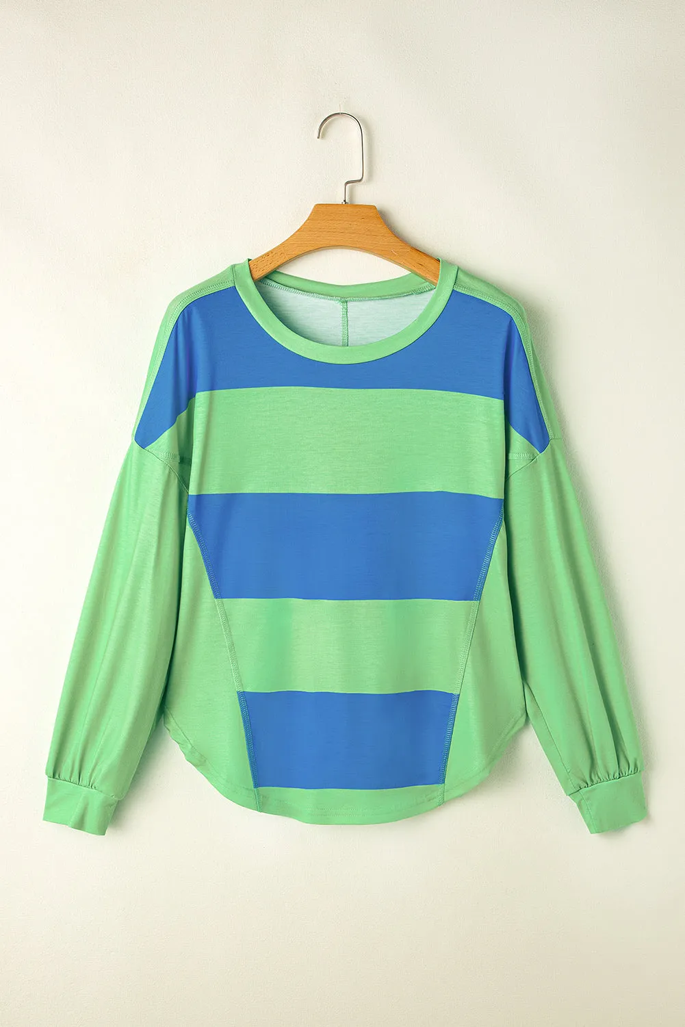Blue Colourblock Striped Drop Shoulder Loose Top sold by Beagle Boutique product image thumbnail 2