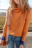 Straw Yellow Color Contrast Edge Mock Neck Slim Fit Sweater sold by Beagle Boutique
