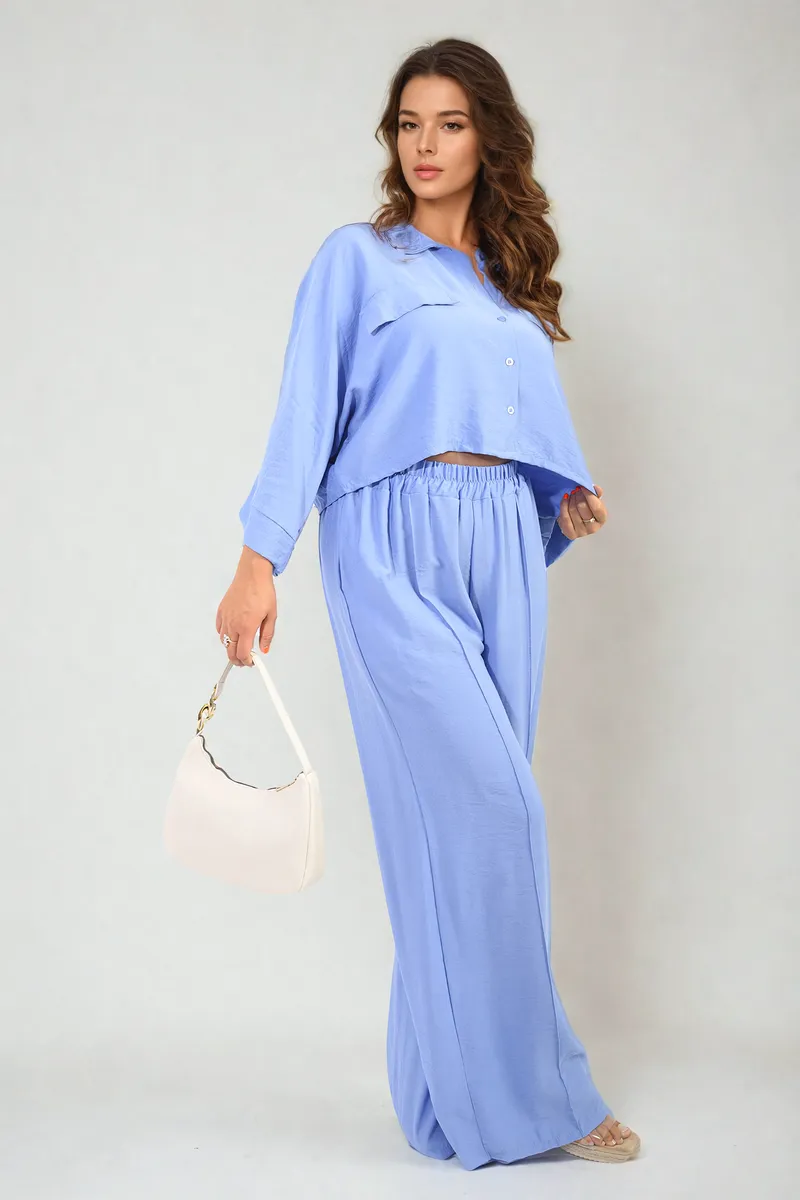 Oversized Long Sleeve Crop Top and Wide Leg Trouser Co-ord Set sold by Beagle Boutique product image thumbnail 4