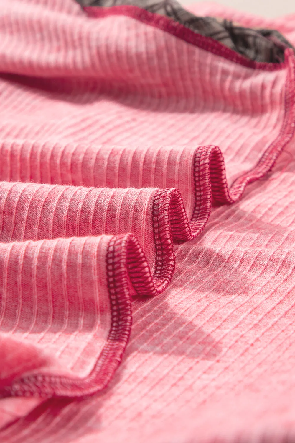 Pink Checkered Paisley Patchwork Raglan Sleeve Seamed Plus Size Top sold by Beagle Boutique product image thumbnail 4