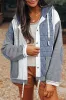 Light Blue Quilted Textured Patchwork Loose Fit Hooded Jacket sold by Beagle Boutique