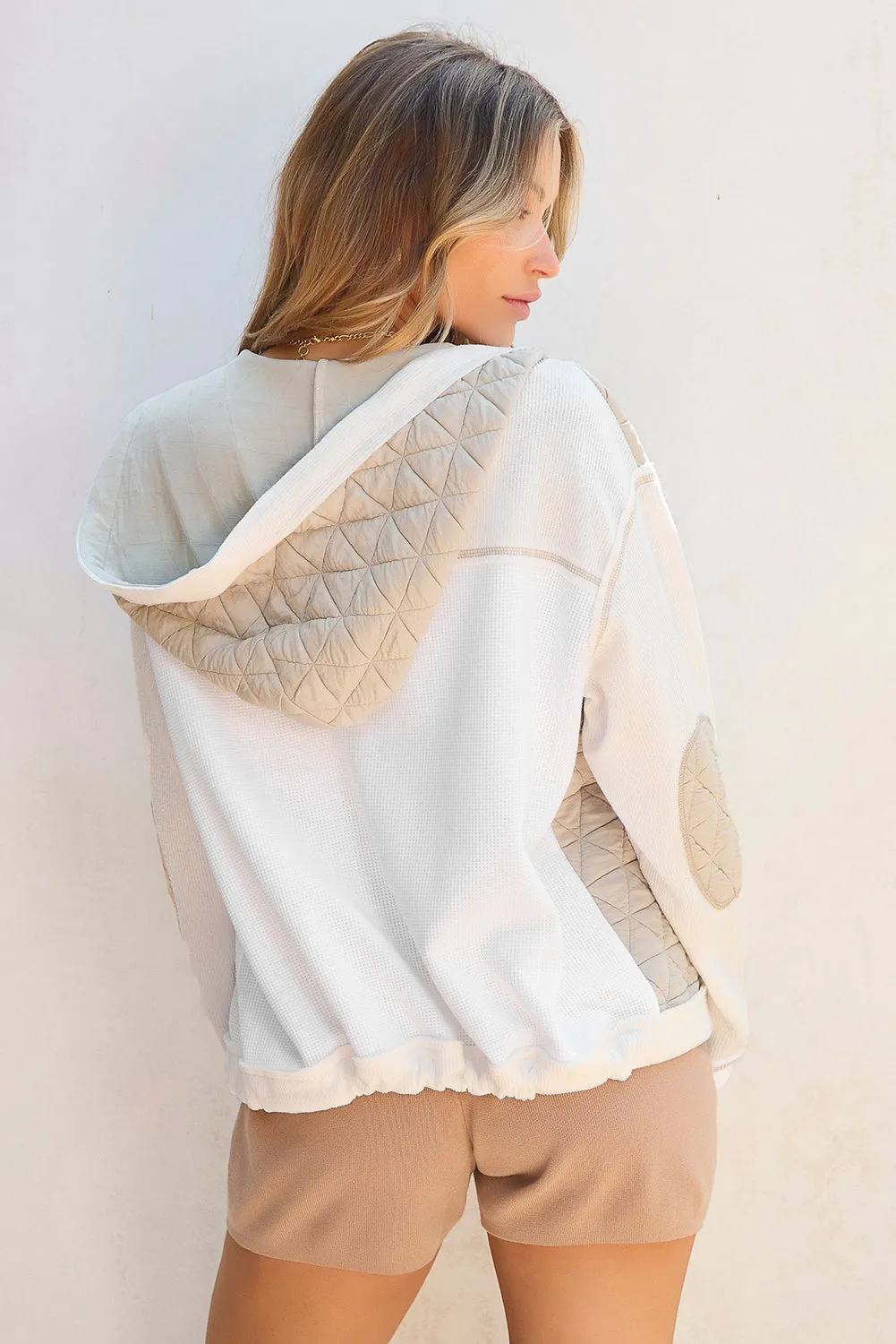 Quilted Textured Patchwork Loose Fit Hooded Jacket sold by Beagle Boutique product image thumbnail 5