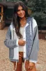 Light Blue Quilted Textured Patchwork Loose Fit Hooded Jacket sold by Beagle Boutique
