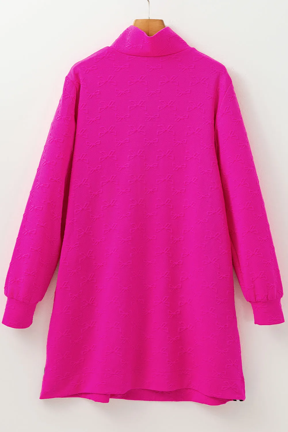 Rose Red Jacquard Textured Quarter Zipper Shift Mini Dress sold by Beagle Boutique product image thumbnail 4