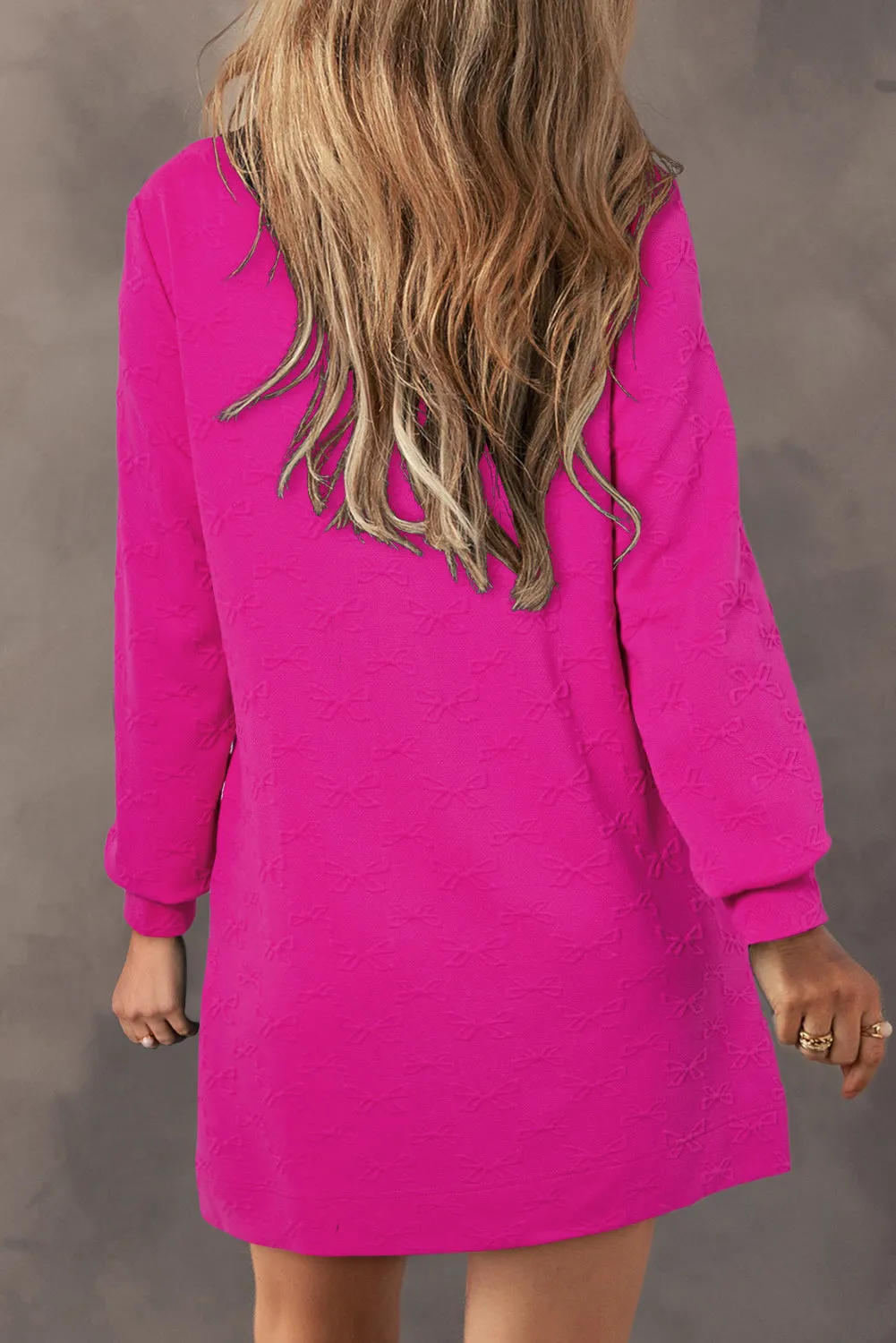 Rose Red Jacquard Textured Quarter Zipper Shift Mini Dress sold by Beagle Boutique product image thumbnail 2