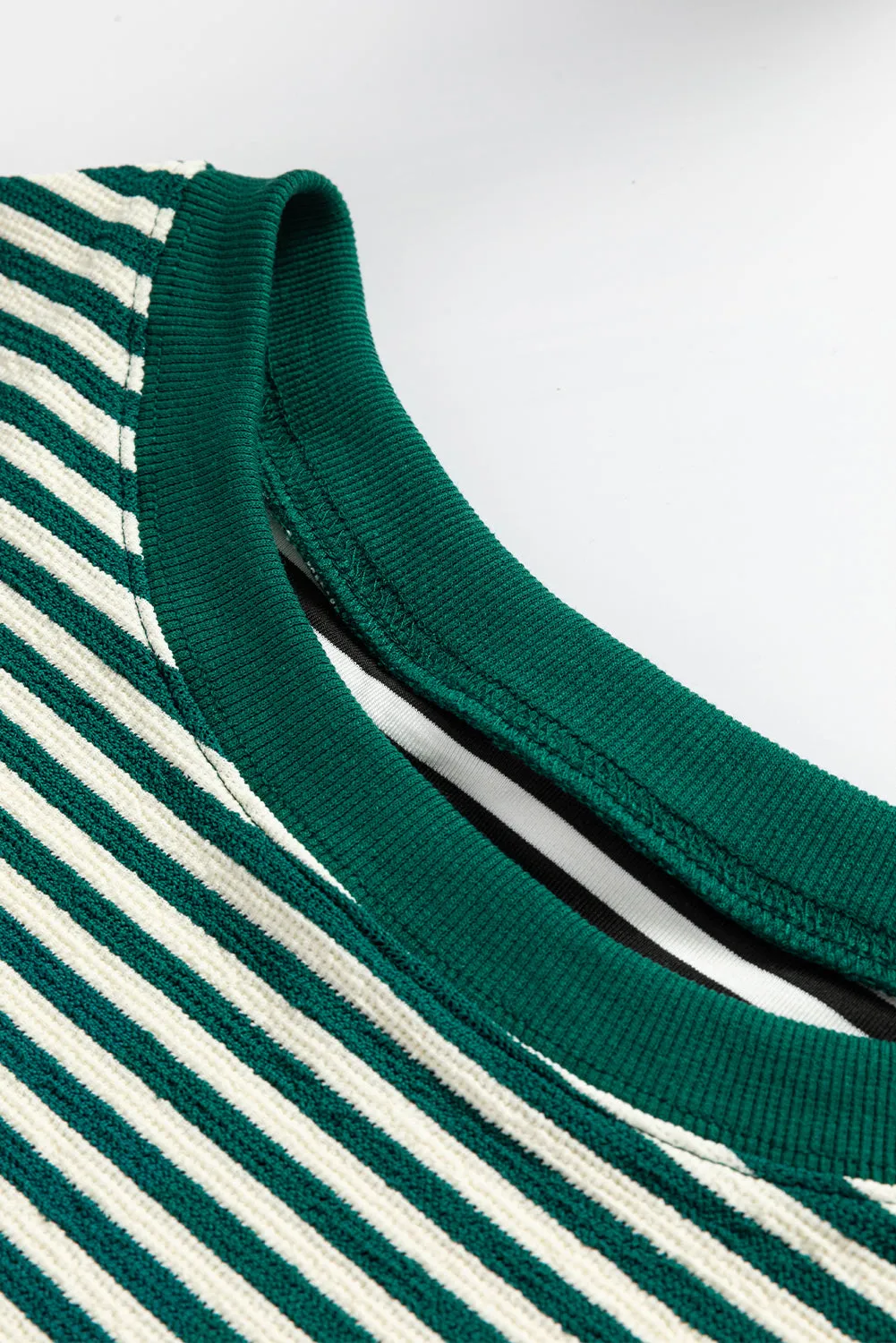 Green Stripe Loose Drop Shoulder Long Sleeve Top sold by Beagle Boutique product image thumbnail 4