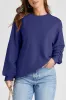 Navy Blue Plain Drop Shoulder Crewneck Pullover Sweatshirt sold by Beagle Boutique