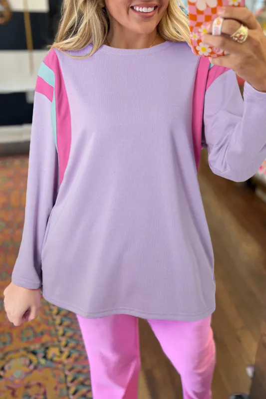 Phalaenopsis Mineral Wash Colourblock Arm Patchwork Oversize Top sold by Beagle Boutique