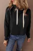 Black Solid Drop Shoulder Drawstring Cropped Hoodie sold by Beagle Boutique