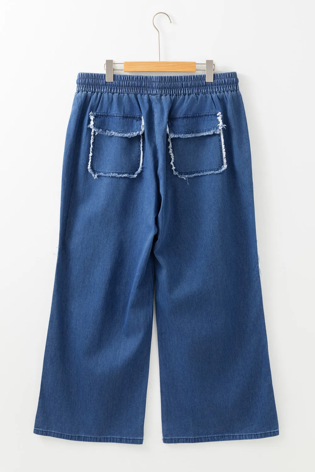 Sail Blue Washed Denim Chambray Loose Plus Size Trousers sold by Beagle Boutique product image thumbnail 3
