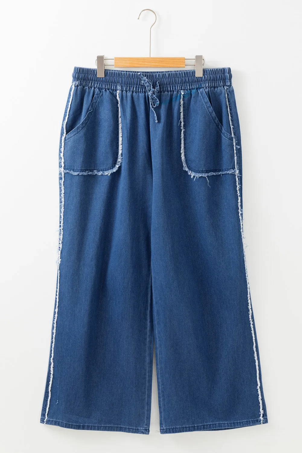 Sail Blue Washed Denim Chambray Loose Plus Size Trousers sold by Beagle Boutique product image thumbnail 2