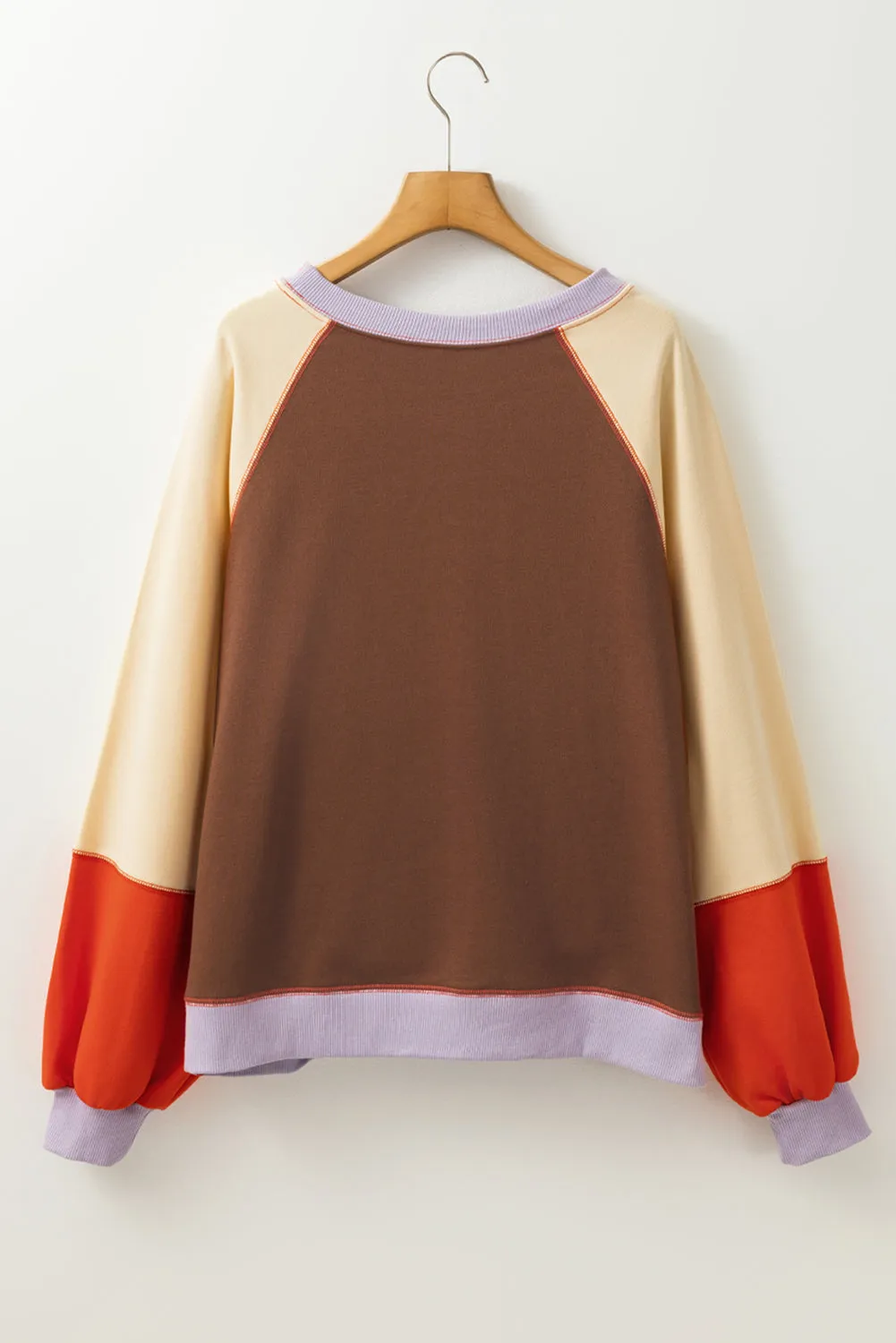 Orange Colour Block Side Slits Raglan Sleeve Loose Fit Top sold by Beagle Boutique product image thumbnail 4