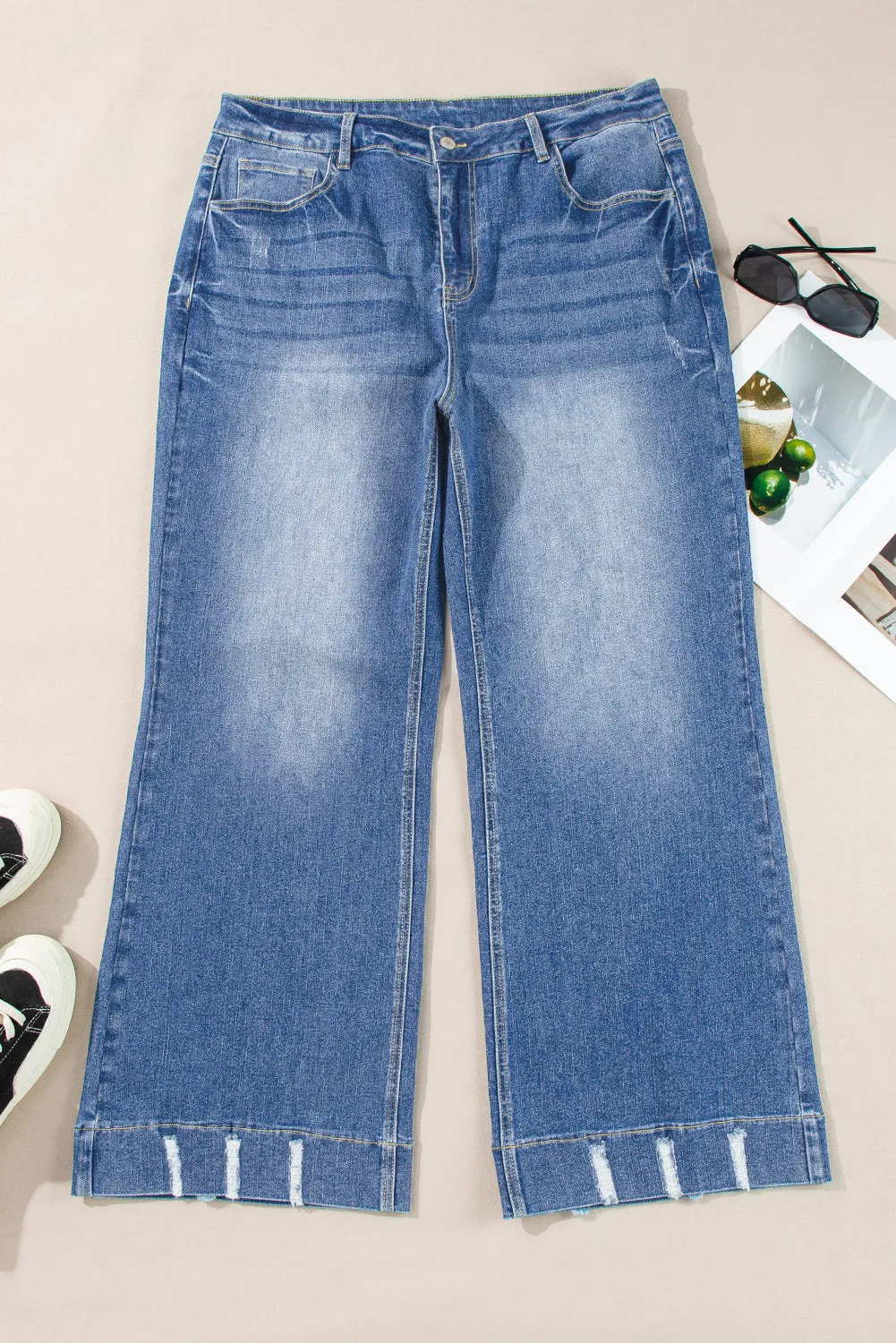 Ashleigh Blue Medium Wash Ripped Edge Flared Plus Size Jeans sold by Beagle Boutique product image thumbnail 3