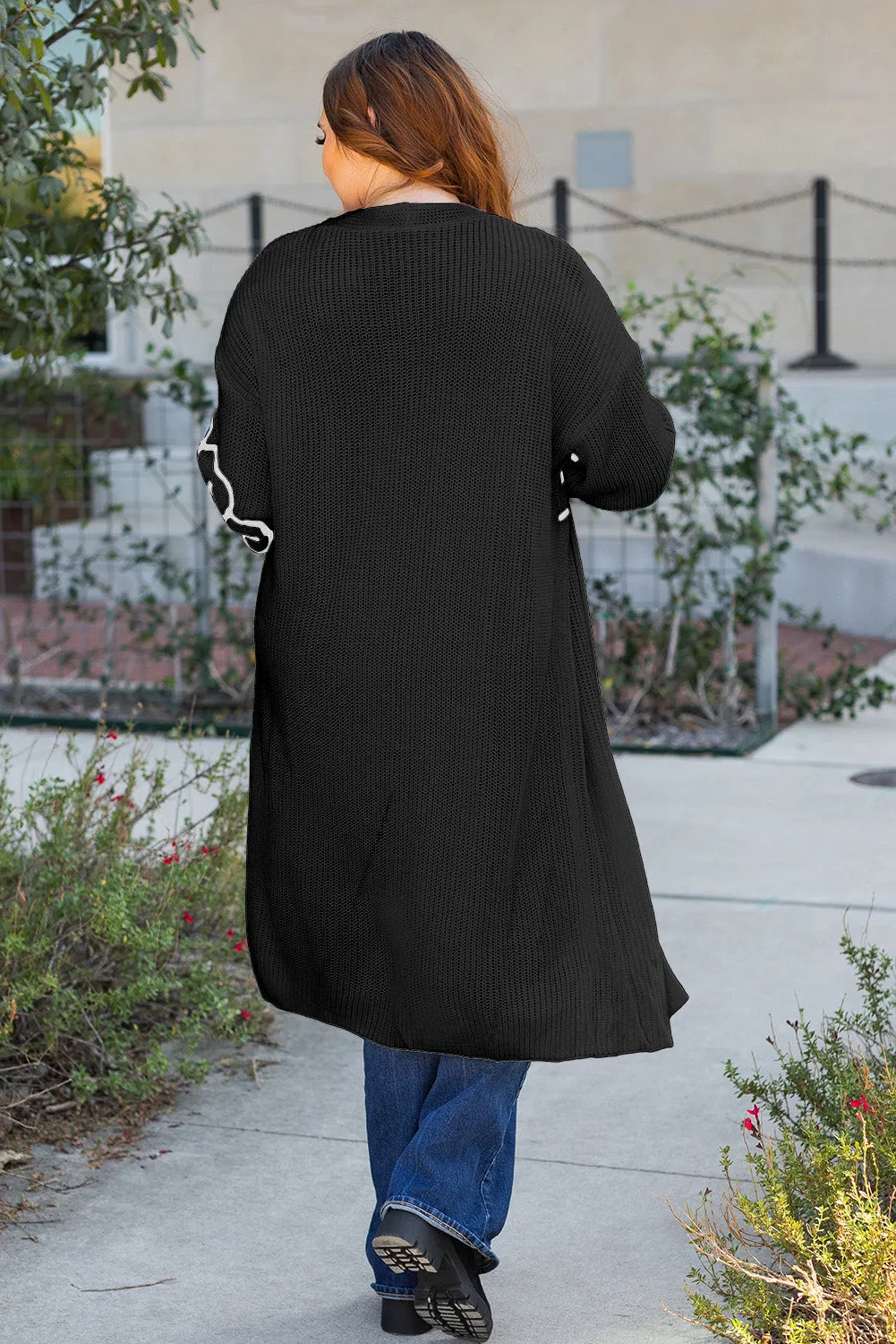 Embroidered Drop Shoulder Open Front Duster Cardigan sold by Beagle Boutique product image thumbnail 3