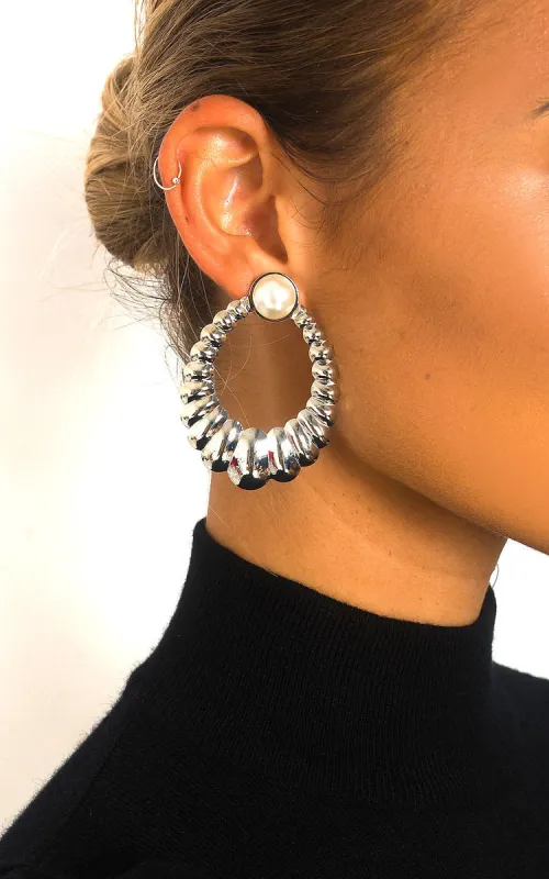 Pearl Detail Statement Hoop Earrings sold by Beagle Boutique