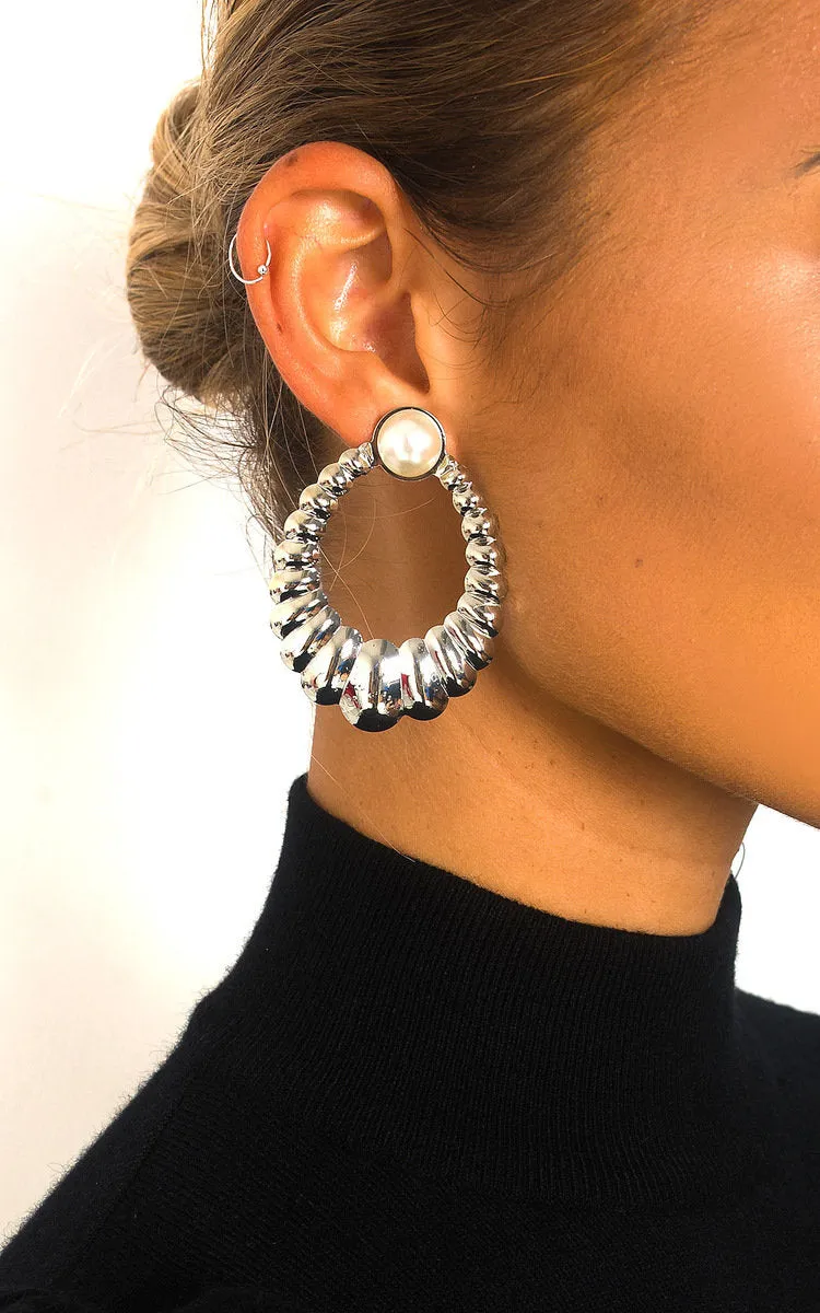 Pearl Detail Statement Hoop Earrings sold by Beagle Boutique