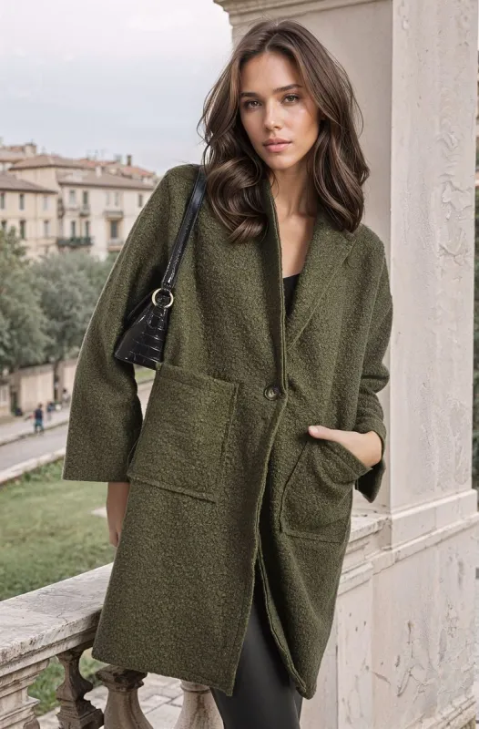 Buttoned Textured Jacket with Front Pockets sold by Beagle Boutique