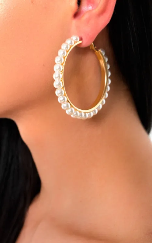Pearl Hoop Earrings sold by Beagle Boutique
