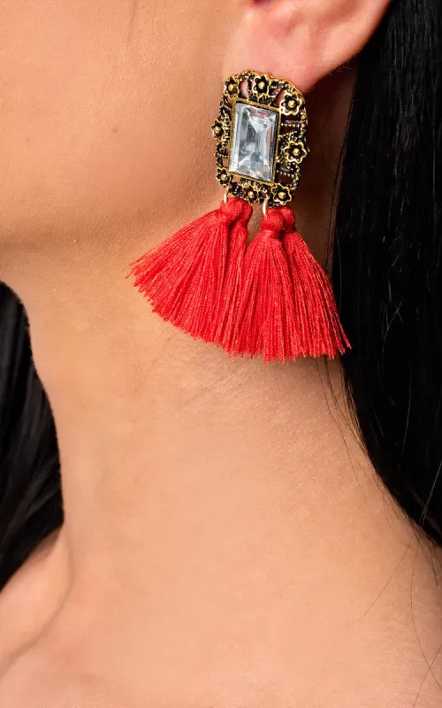 Jewelled Tassel Earrings sold by Beagle Boutique