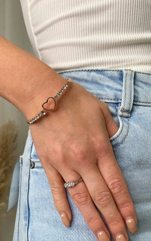 Diamante Bangle with Love Heart Detail made by Moda