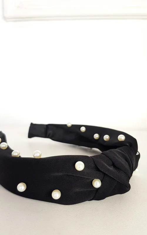 Faux Pearl Tie Knot Hairband sold by Beagle Boutique