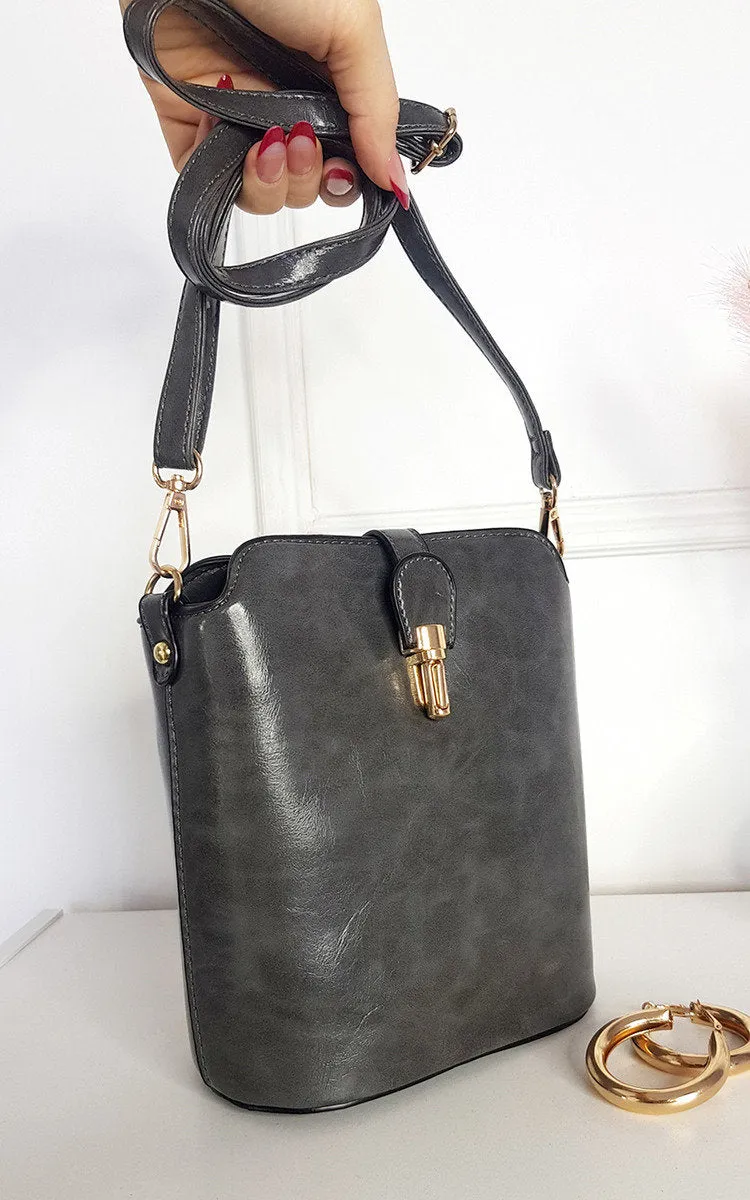 Faux Leather Crossbody Bag with Gold Detail and Adjustable Strap sold by Beagle Boutique product image thumbnail 2