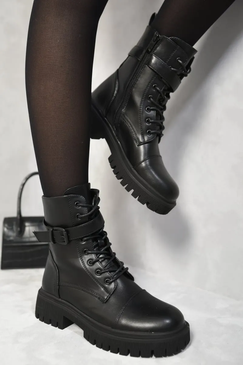Lace Up Buckle Chunky Combat Boots sold by Beagle Boutique product image thumbnail 3
