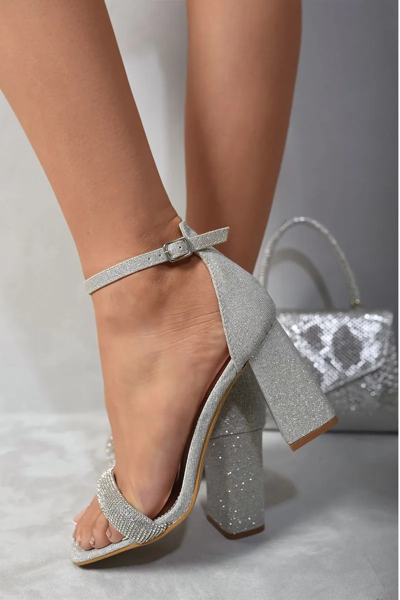 Rhinestone Ankle Strap Block High Heels sold by Beagle Boutique product image thumbnail 2