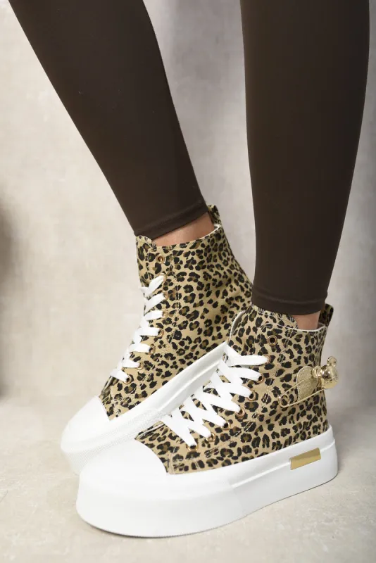 High Top Lace Up Platform Ankle Trainers with Decorative Detail sold by Beagle Boutique