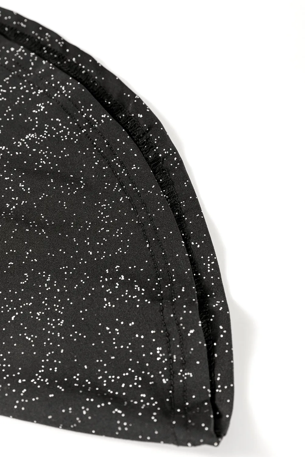 Black Plus Size Glitter Metallic Bell Sleeve Round Neck Mini Dress sold by Beagle Boutique product image thumbnail 2