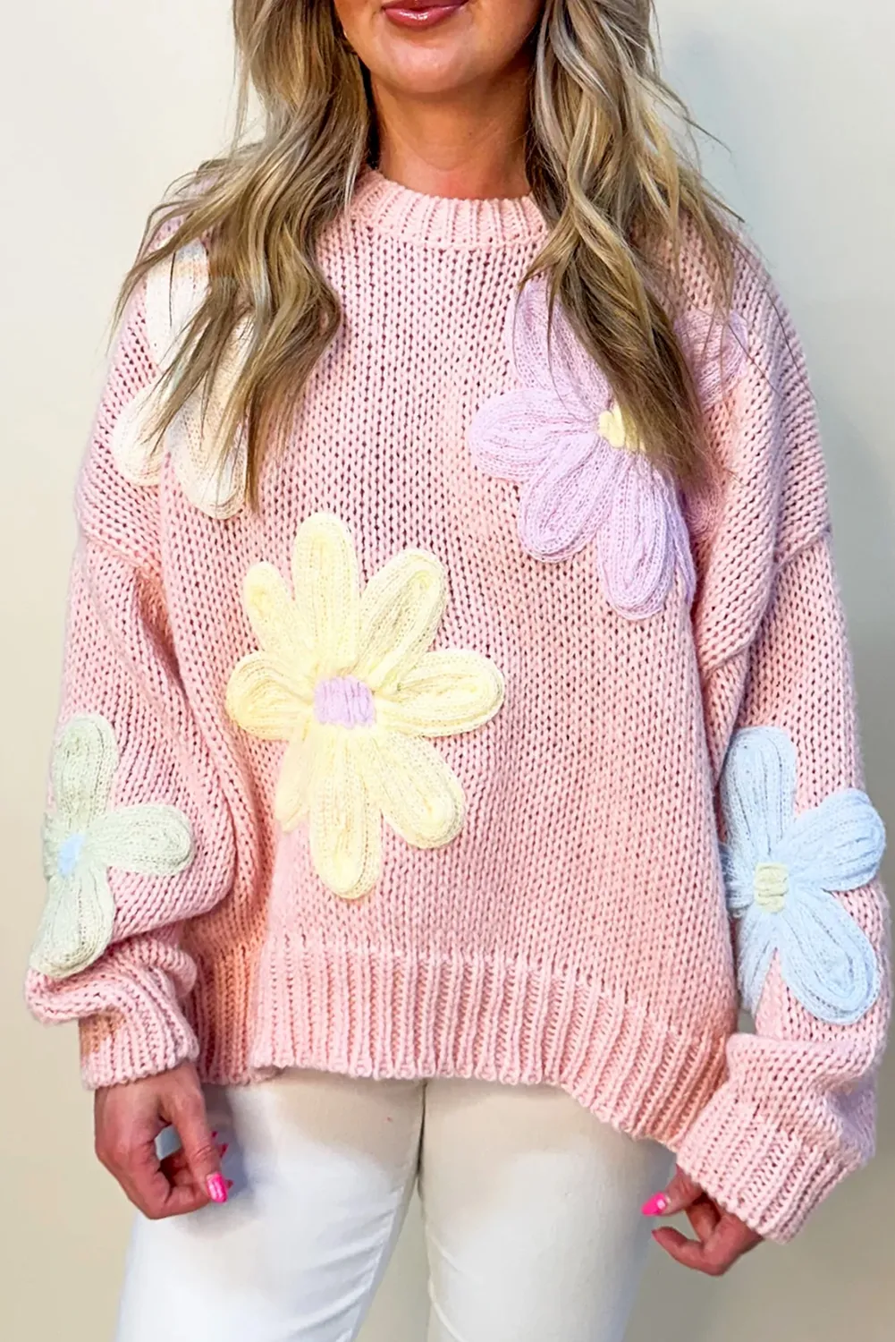 Pink Petals & Threads Embroidered Floral Sweater sold by Beagle Boutique product image thumbnail 2