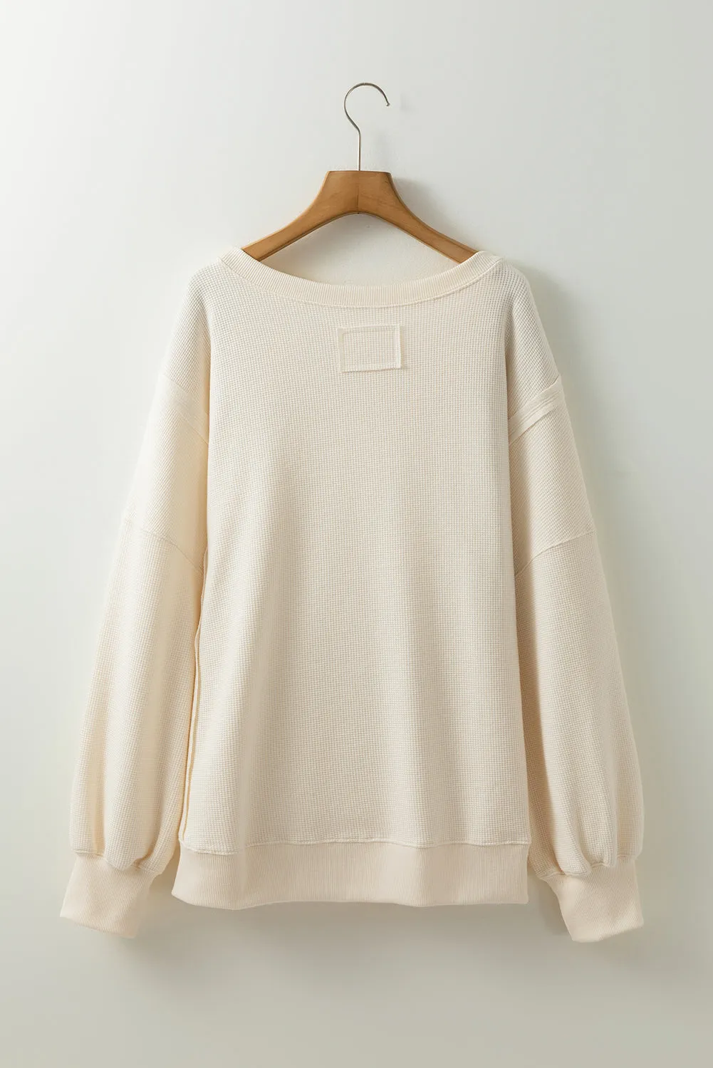 White Solid Colour Waffle Knit Drop Shoulder Plus Size Sweatshirt sold by Beagle Boutique