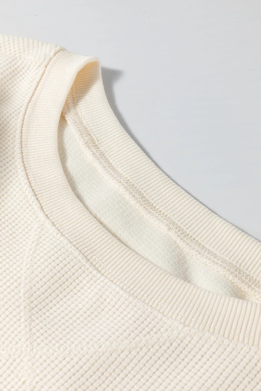 White Solid Colour Waffle Knit Drop Shoulder Plus Size Sweatshirt sold by Beagle Boutique product image thumbnail 4