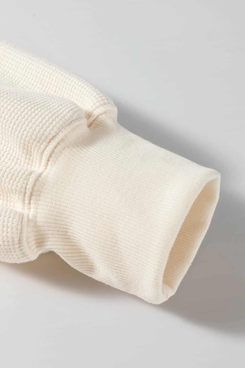 White Solid Colour Waffle Knit Drop Shoulder Plus Size Sweatshirt sold by Beagle Boutique product image thumbnail 3