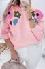 Light Blue Knitted Flower Pattern Ribbed Edge Sweater sold by Beagle Boutique