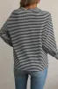 Rose Stripe Round Neck Drop Shoulder Long Sleeve Top sold by Beagle Boutique