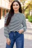 Rose Stripe Round Neck Drop Shoulder Long Sleeve Top sold by Beagle Boutique