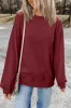 Burgundy Plain Drop Shoulder Crewneck Pullover Sweatshirt sold by Beagle Boutique