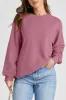 Burgundy Plain Drop Shoulder Crewneck Pullover Sweatshirt sold by Beagle Boutique