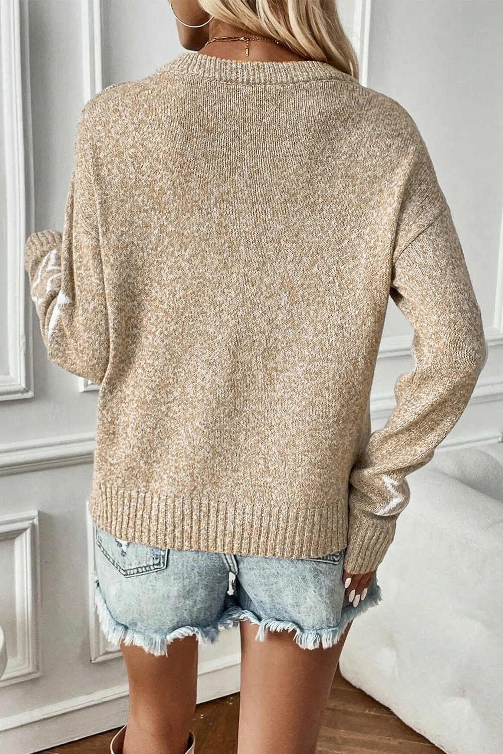 Khaki Star Pattern Drop Shoulder Plus Size Sweater sold by Beagle Boutique product image thumbnail 2
