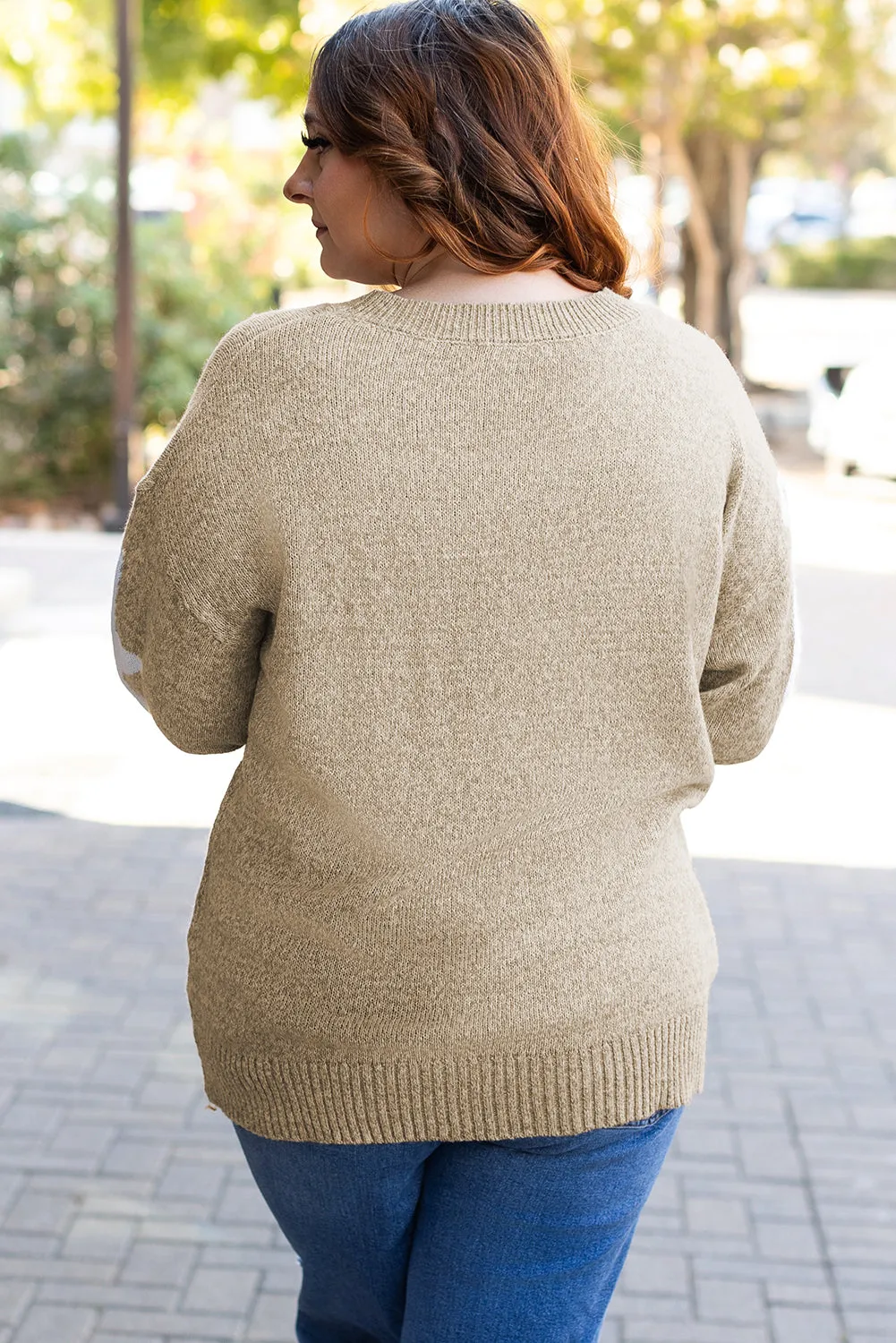 Khaki Star Pattern Drop Shoulder Plus Size Sweater sold by Beagle Boutique product image thumbnail 5